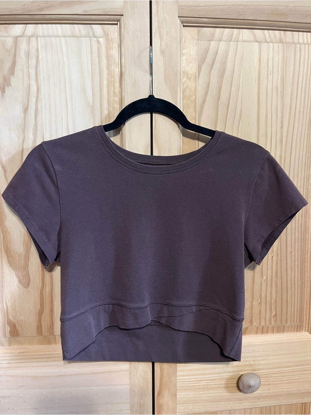 Women's Brown Crop Crossed Tee